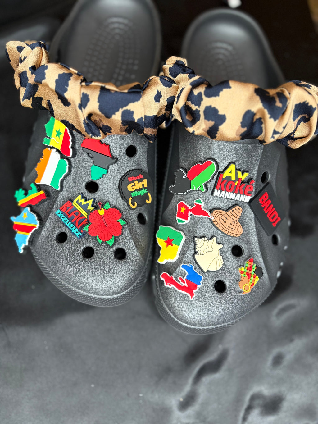Bande tissus léopard crocs ( la paire )